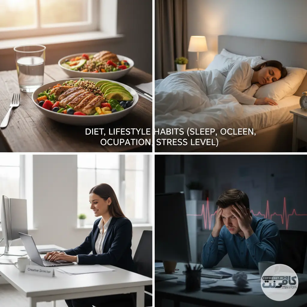 رژیم غذایی و عادات زندگی (خواب، شغل، سطح استرس)