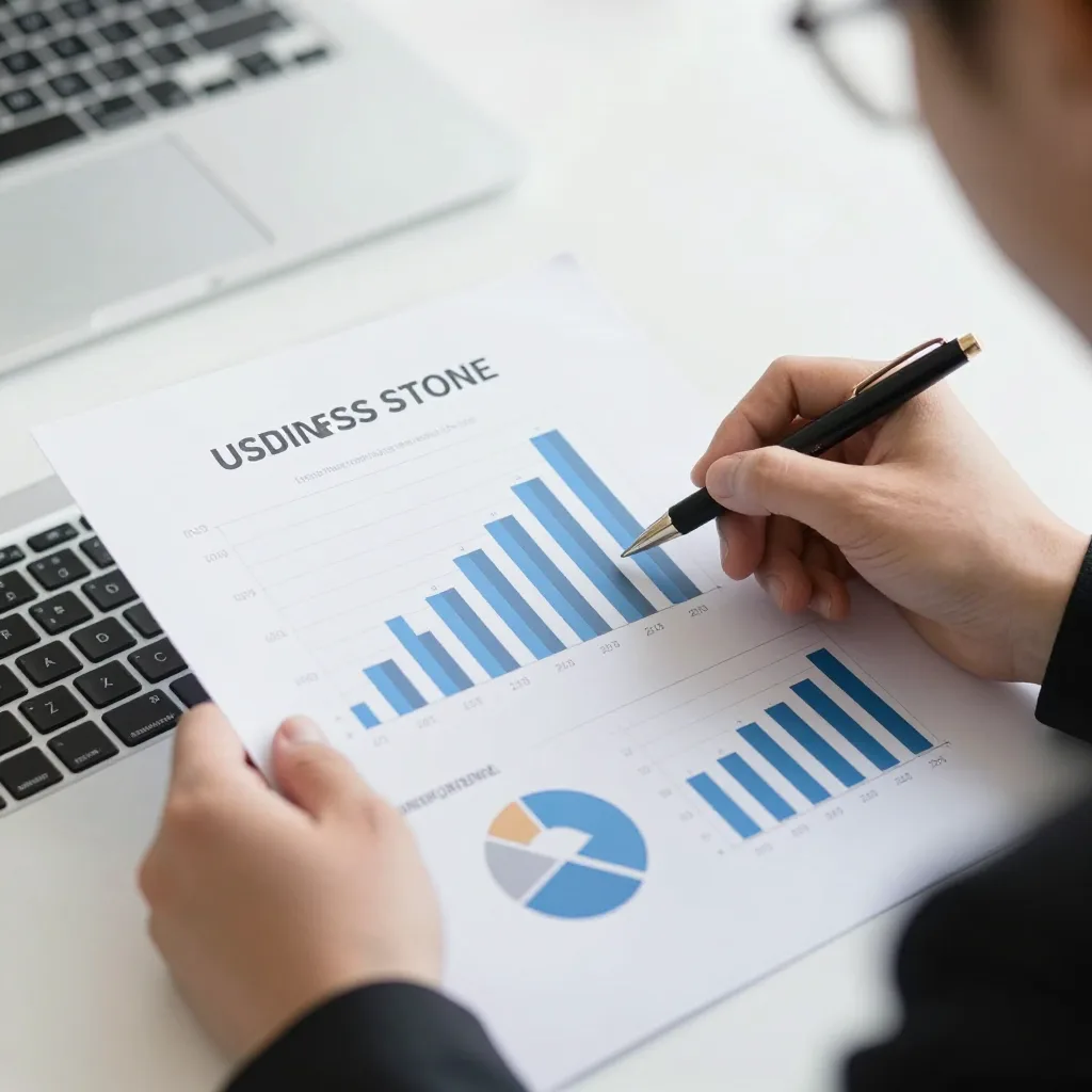 Business analyst reviewing financial charts and feasibility reports on a tablet