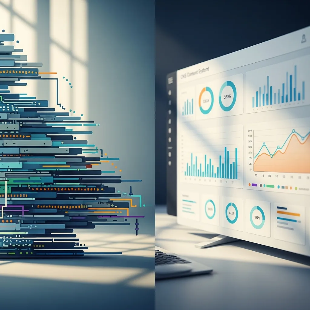 Comparison chart showing code structure vs CMS dashboard