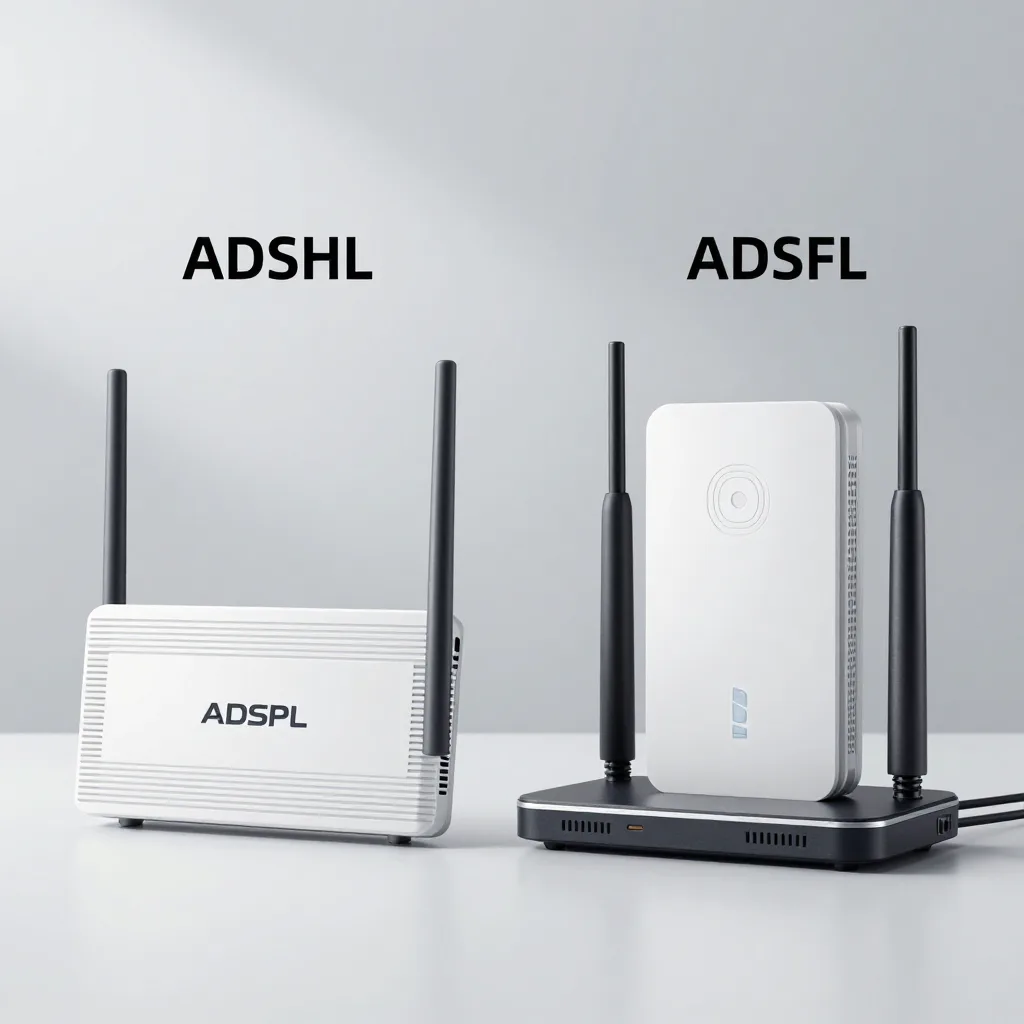 Comparison of different ADSL modem models on a desk