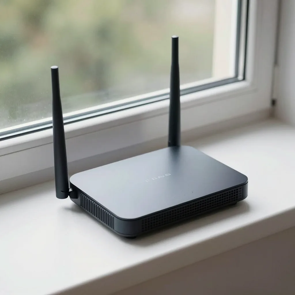 Setting up a modem router near a window for better signal reception